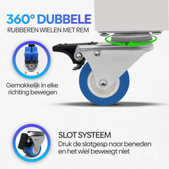 Olvy Home - Wasmachine Verhoger met Wielen - Wasmachine Opbouwmeubel - Wasmachine Sokkel - Kast - Tot 300 KG - Ook voor Droger, Koelkast, Vaatwasser en Vriezer •