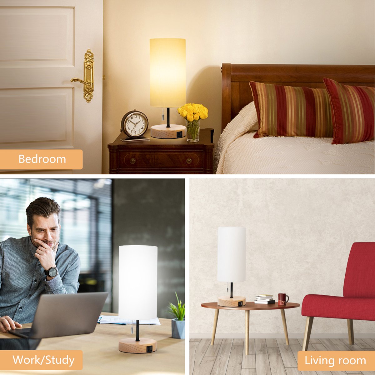 Tafellamp - Bureaulamp - Tafellamp slaapkamer - Wit - Aigostar