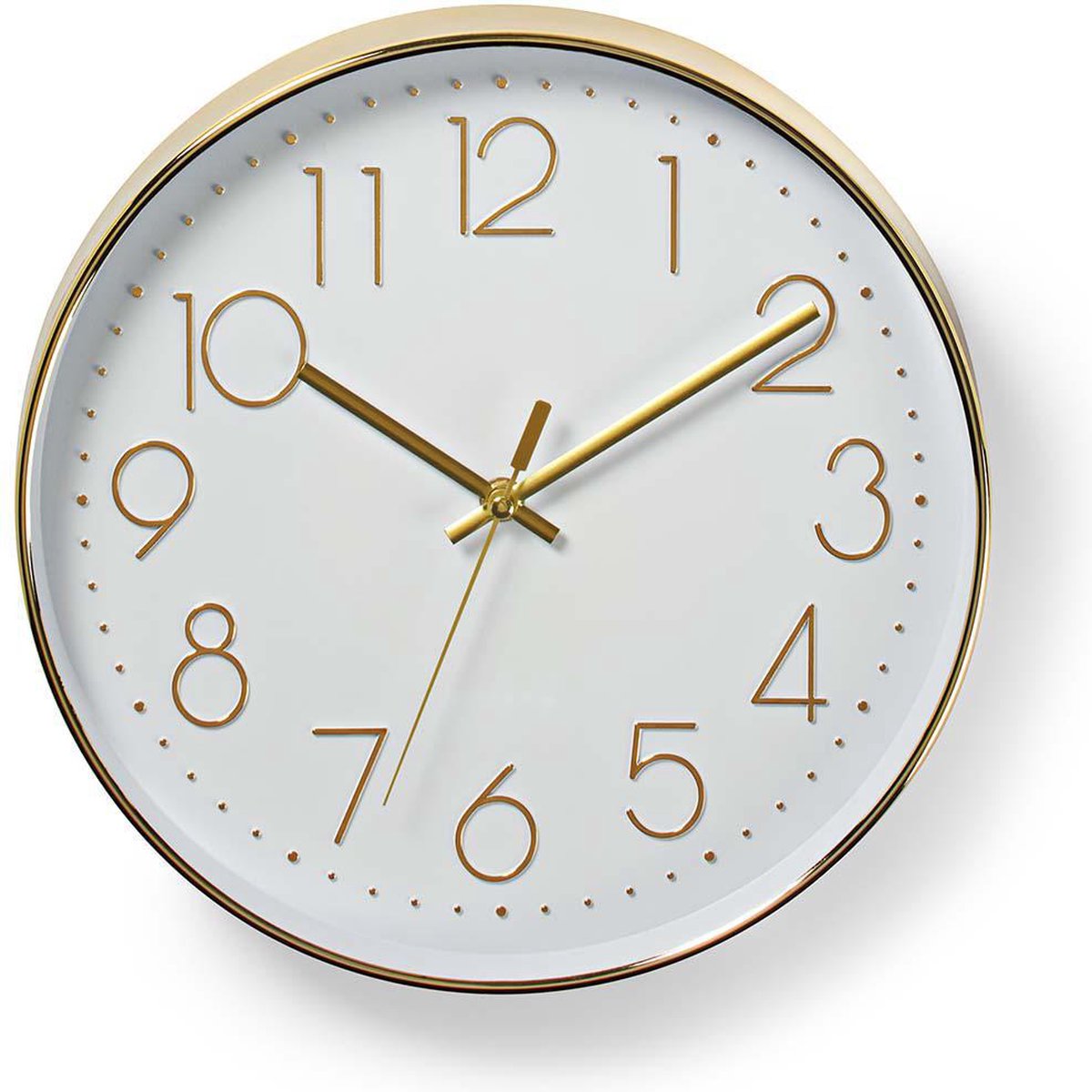 Nedis Wandklok - Diameter 30 cm - Goud / Wit