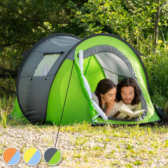 tectake® Pop-up Tent voor 2 Personen - Inclusief Spantouwen, Haringen en Praktische Draagtas - Diverse Kleuren - grijs-groen| nr. 401675