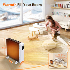 Olieradiator - 2500W Heater - Elektrische kachel - met Thermostaat - Wit - Aigostar