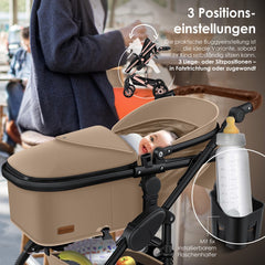 Kinderwagen 3 in 1 - Buggy - Wandelwagen - Kinderbuggy - Beige - KESSER®