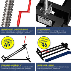 MASKO® Zitmaaierkrik 400kg Lift voor Zitmaaier - Zitmaaierlift Krik Systeem - Zwart