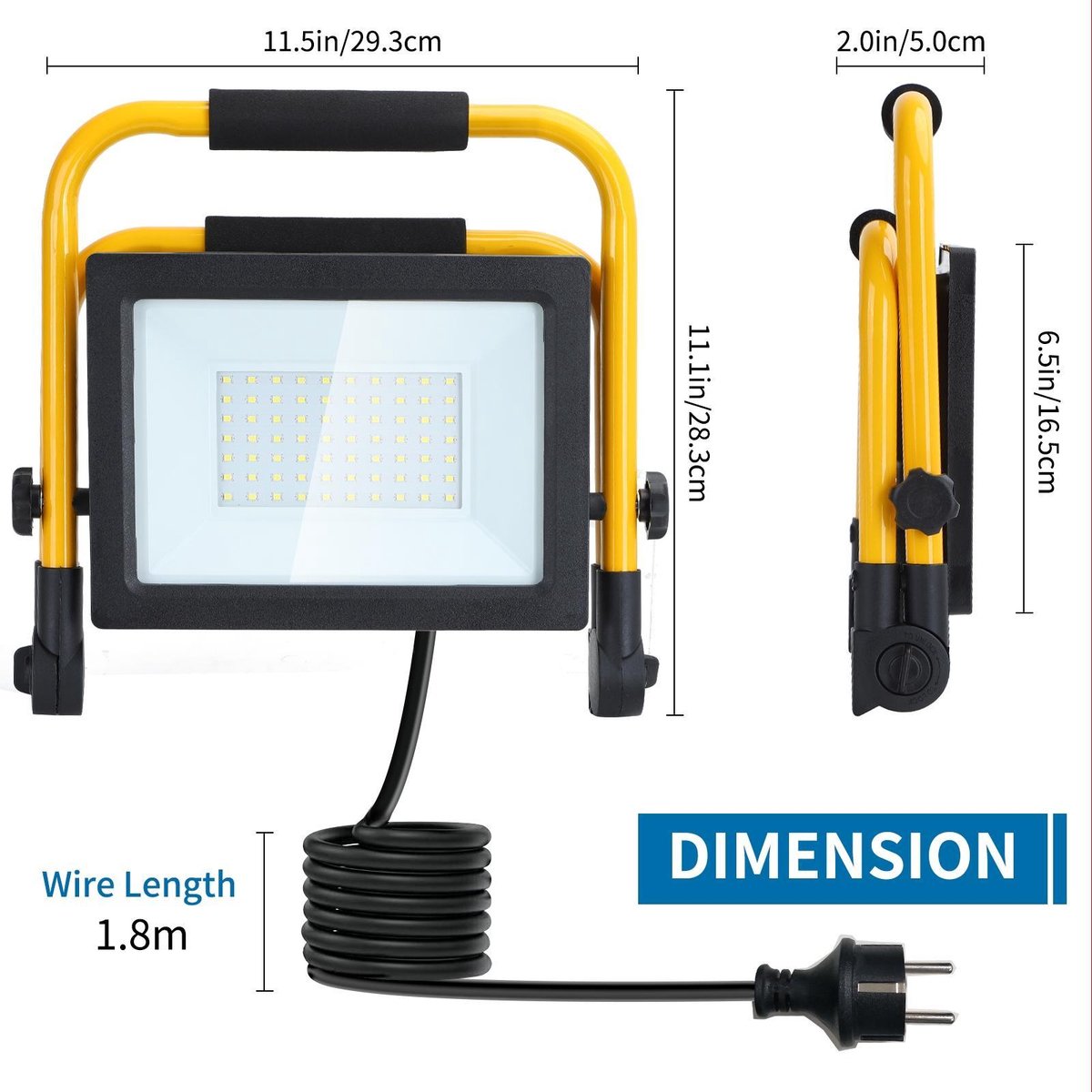 Aigostar LED Werklamp - Bouwlamp - IP44 - 50W - Geel