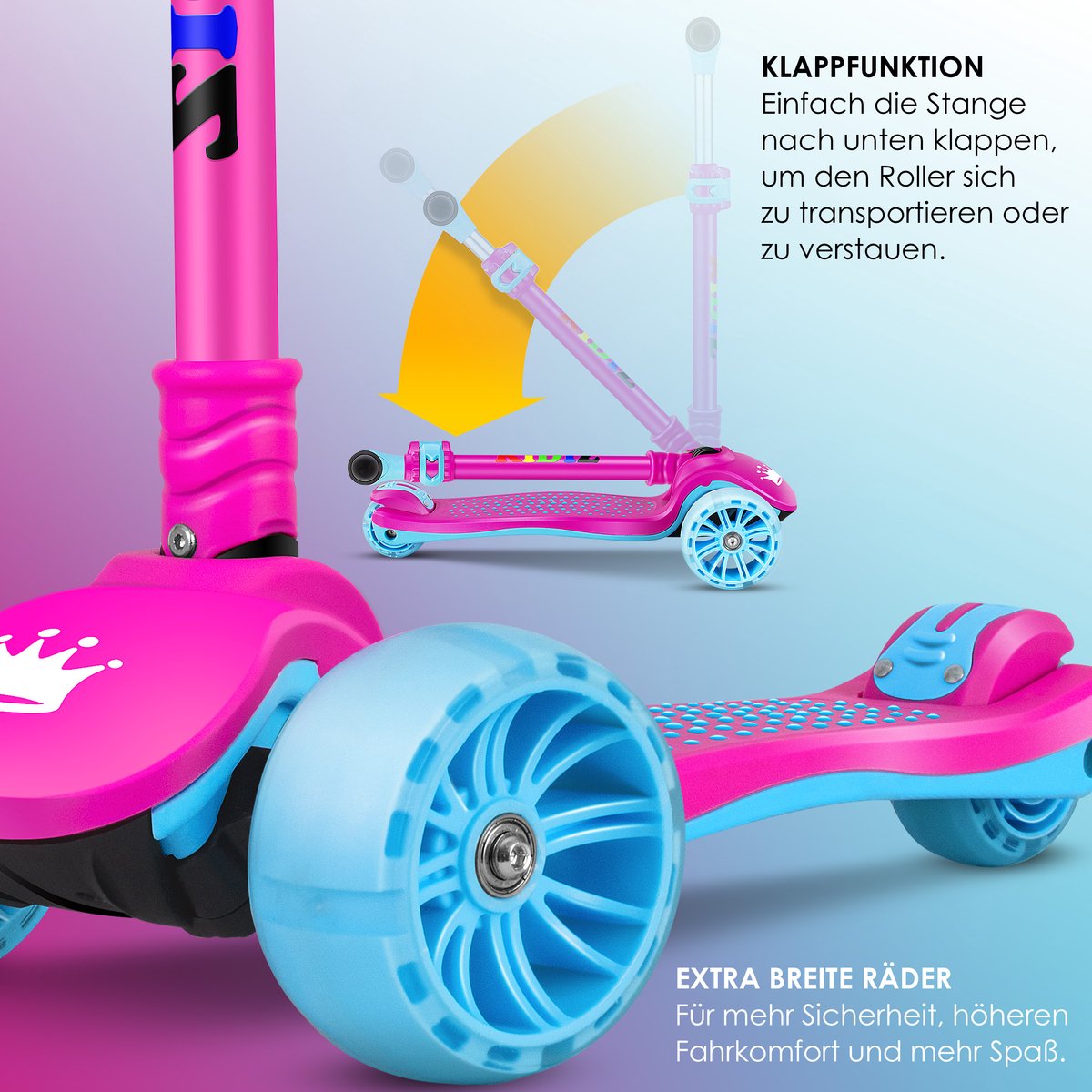 KIDIZ® Kinderstep - Opvouwbaar - Verstelbaar - City Scooter - Roze