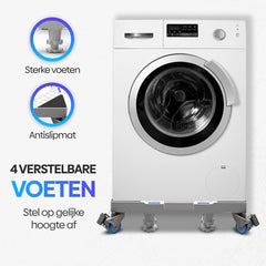 Olvy Home - Wasmachine Verhoger met Wielen - Wasmachine Opbouwmeubel - Wasmachine Sokkel - Kast - Tot 300 KG - Ook voor Droger, Koelkast, Vaatwasser en Vriezer •