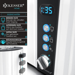 Broodrooster - Toaster - 4 sleuven - 1250W - Wit