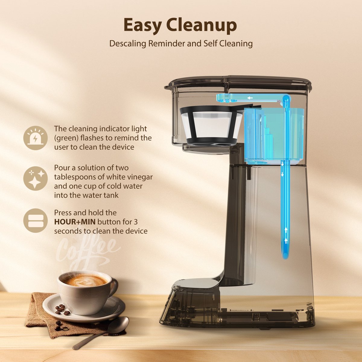 Aigostar Koffiezetapparaat - Filterkoffie - 750W - RVS/Zwart •