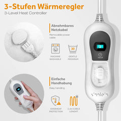 Elektrische onderdeken - Warmtedeken - 1 persoons - 160x140 cm - Wit - Sinnlein®