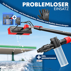 MASKO® Telescopische wasborstel - 5,4m - Incl. Wasborstel - Rood