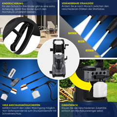 MASKO® Hogedrukreiniger - 2200W - 165 bar - 450 l/h - Grijs