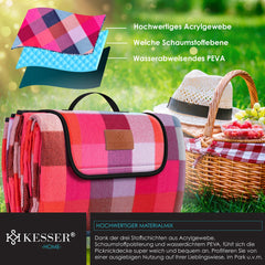 KESSER® Picknickkleed - Waterdicht - 200x200 cm - Wasbaar - Rood