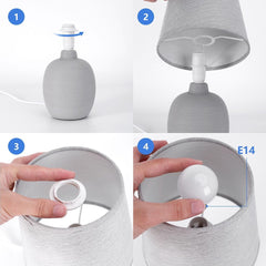 Aigostar Tafellamp 130200PTT - Keramiek - Lamp met witte kap - H31 cm
