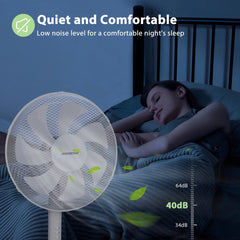 Aigostar Erika Statiefventilator - Oscillerende Ventilator Staand - Stille Werking - 3 Standen - In hoogte verstelbaar - 7 bladen - 50W - Wit