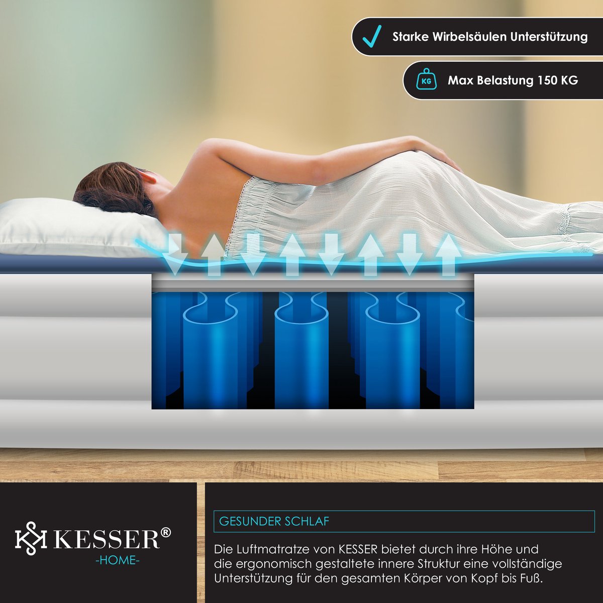 KESSER® Luchtbed - Opblaasbaar Matras - Elektrische Pomp - Wit •