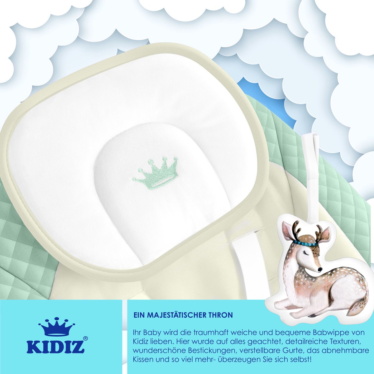 Wipstoel - Babyschommel - Baby Swing -  max 9kg - Groen - KIDIZ®
