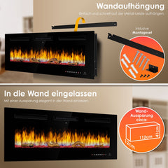KESSER® elektrische Wandhaard - Sfeerhaard 9 kleuren LED - 127cm - Zwart