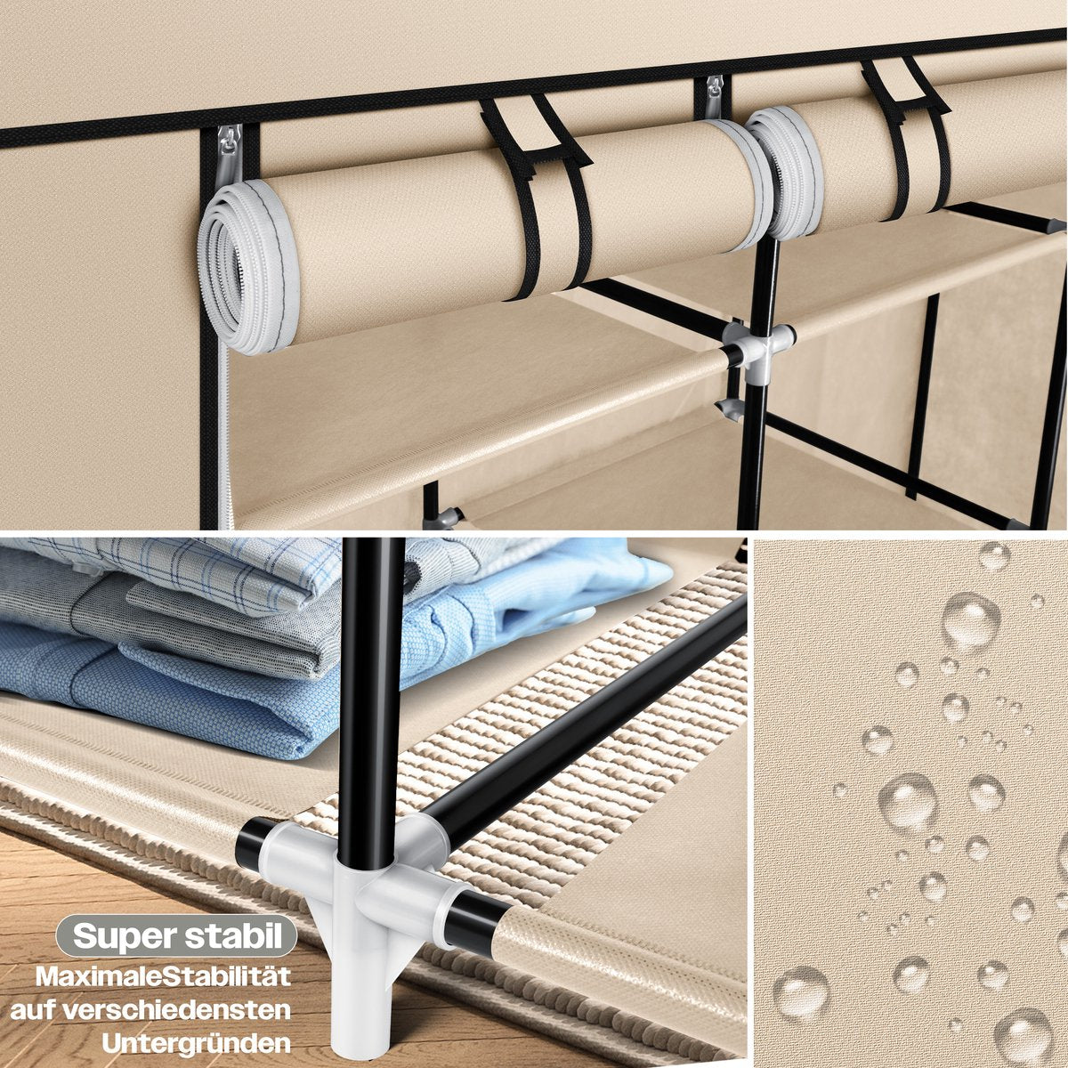 KESSER® Kledingkast - Opvouwbaar - 150x45x175cm - Beige