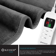 KESSER® Elektrische deken - Warmtedeken - 200x180cm - Donkergrijs
