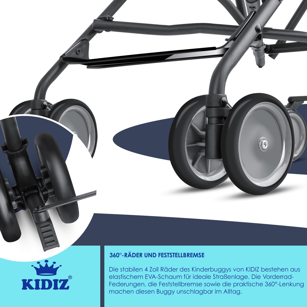 KIDIZ® Kinderwagen - Wandelwagen - Kinderbuggy - Blauw