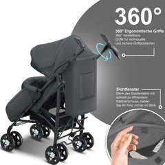 KIDIZ® Kinderwagen - Wandelwagen - Kinderbuggy - Antraciet