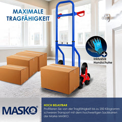 Masko® Steekwagen - Opvouwbaar - Transportwagen - Trappenklimmer - Blauw