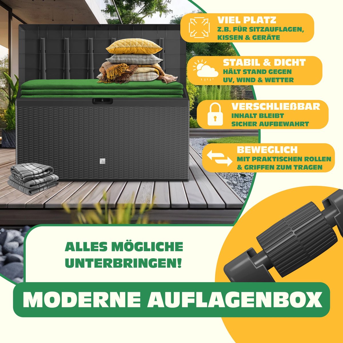 KESSER® Opbergbox 290L - Inklapbaare - Tuinkist - Antraciet •