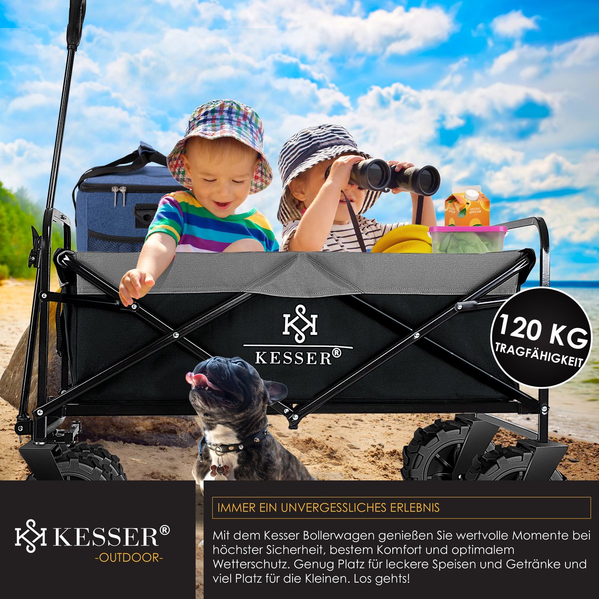 KESSER® Bolderkar - Opvouwbaar - Bolderwagen - Zwart
