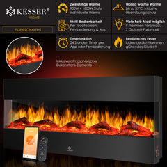 KESSER® elektrische Wandhaard - Sfeerhaard 9 kleuren LED - 138cm - Zwart
