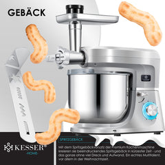 KESSER® 3-in-1 keukenmachine - Kneedmachine - 5,5L - Zilver