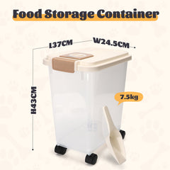 Voerton - Voedselcontainer - Voercontainer - 20L - Transparant - Nobleza
