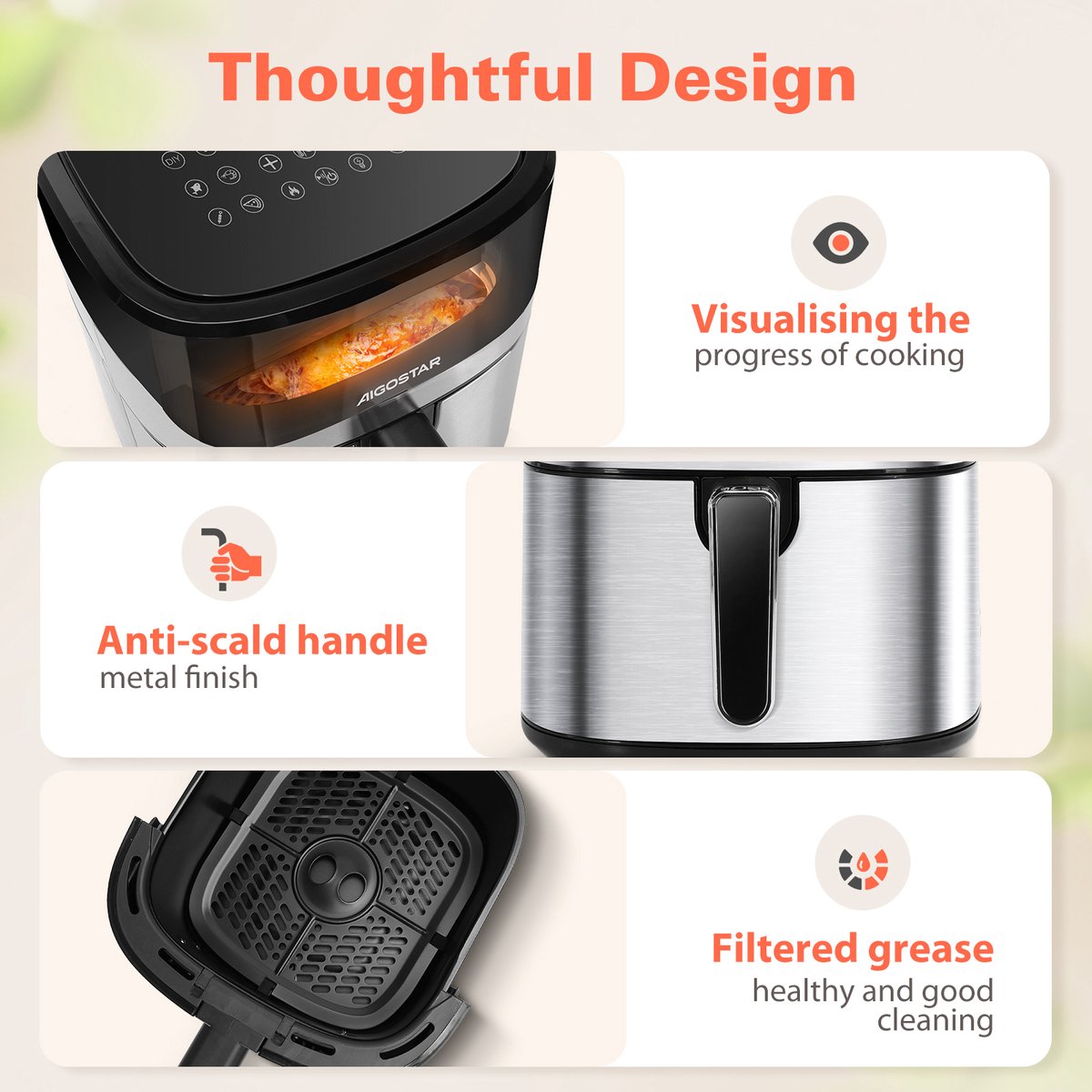 Aigostar 6,5L Airfryer - Heteluchtfriteuse - 1600W - Zwart