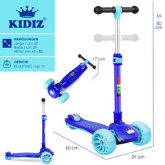 KIDIZ® Kinderstep - Opvouwbaar - Verstelbaar - City Scooter - Blauw •