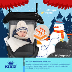 KIDIZ® Voetenzak voor Autostoeltje en Buggy met Ritssluiting - Baby Slaapzak Deken voor Maxi-Cosi & Wandelwagen / Kinderwagen - Antraciet •