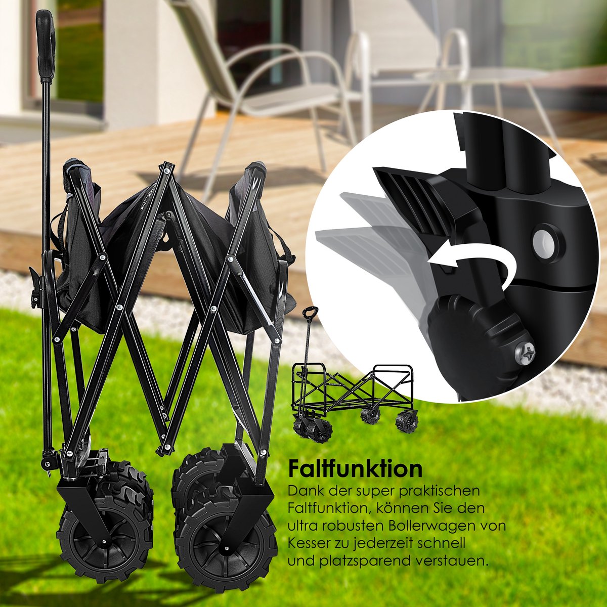 KESSER® Bolderkar - Opvouwbaar - Bolderwagen - Zwart