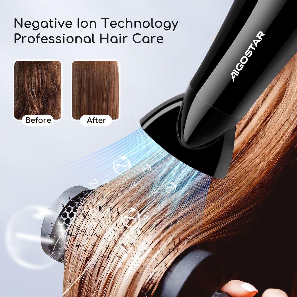 Aigostar Haardroger - Ionische Föhn - 2400W - Zwart