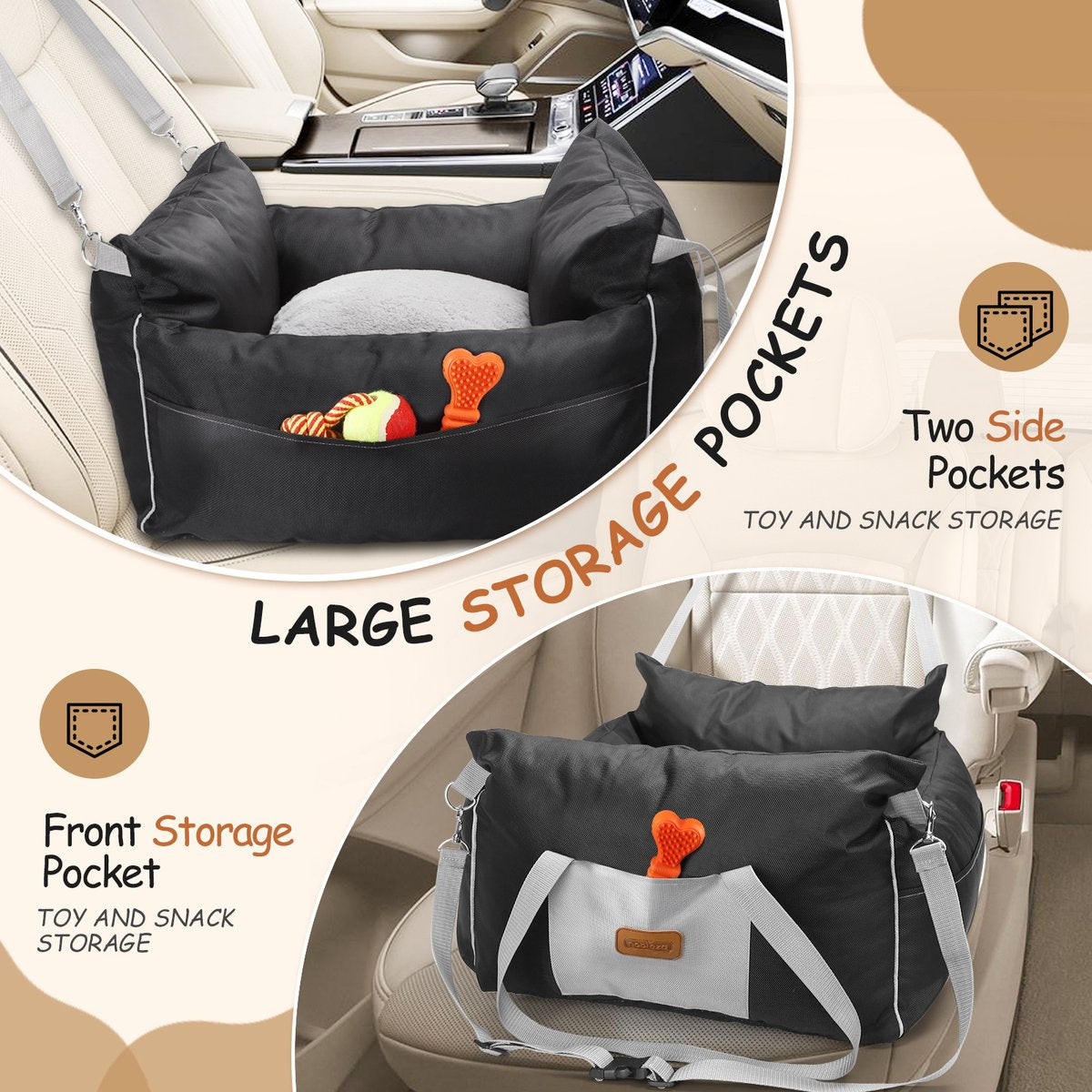 Nobleza Hondenmand auto - Automand hond - 58x56x33 cm - Zwart •