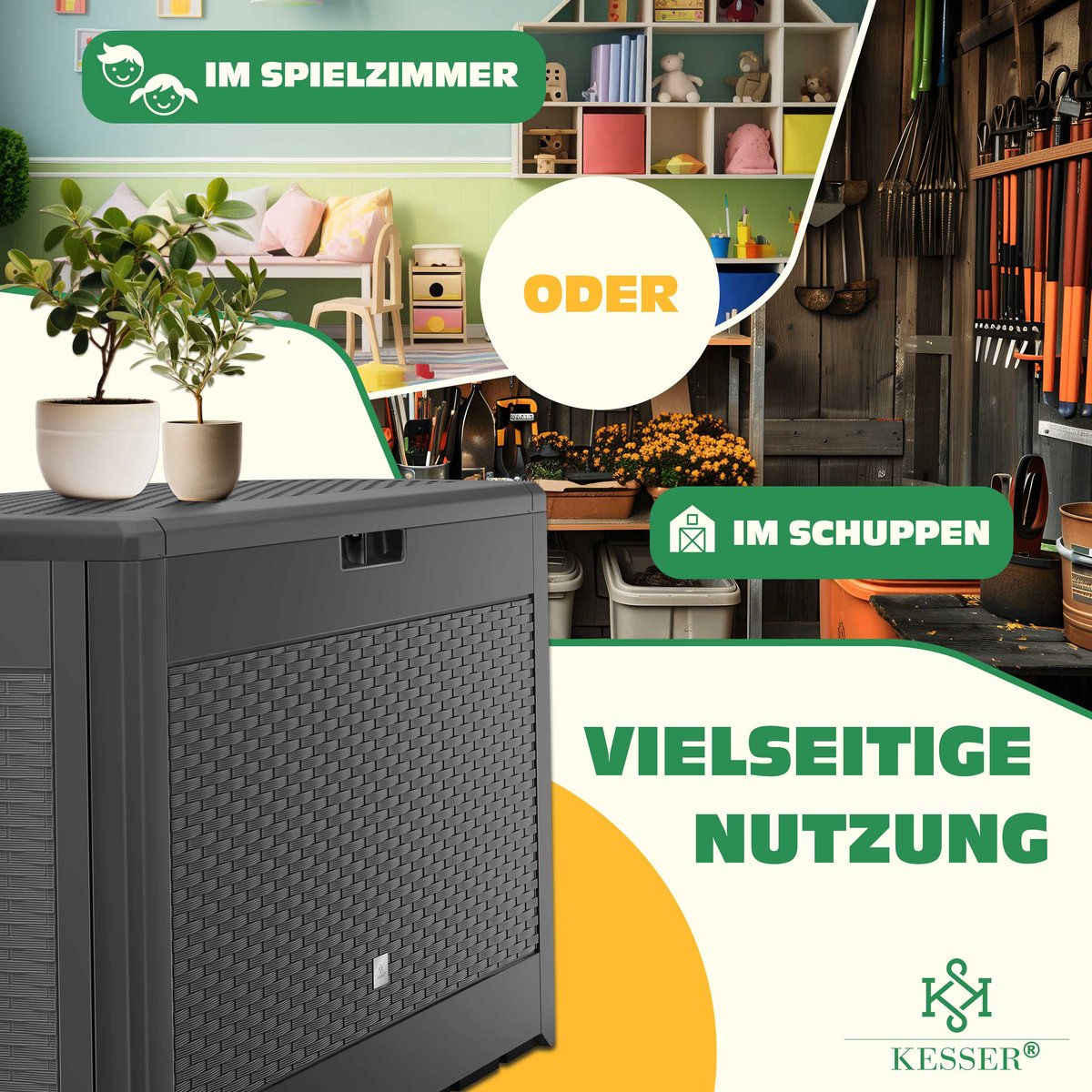 KESSER® Opbergbox 310L - Inklapbaare - Tuinkist - Antraciet •