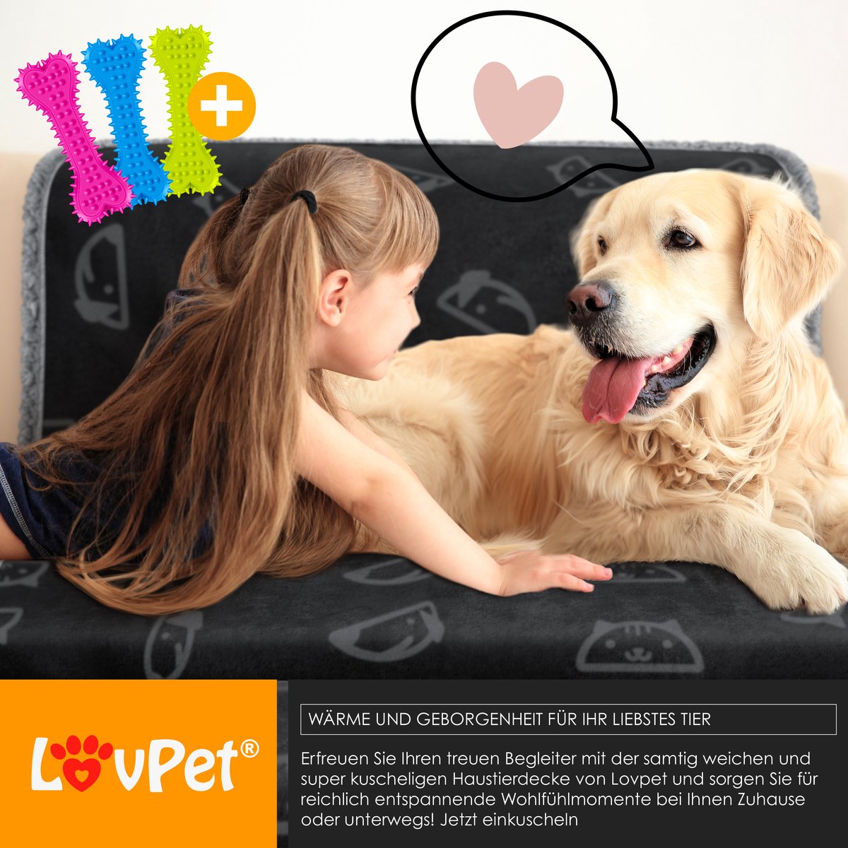 LOVPET® XXL Hondendeken  - Waterdicht  - 152x203cm - Zwart