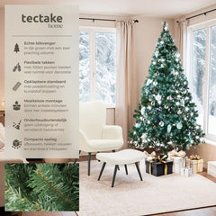 tectake® Kunstkerstboom - Levensecht met flexibele takken - Volumineus - Stabiel en eenvoudig te monteren - Kunstkerstboom als kerstversiering - 180cm - 533 takken - Groen