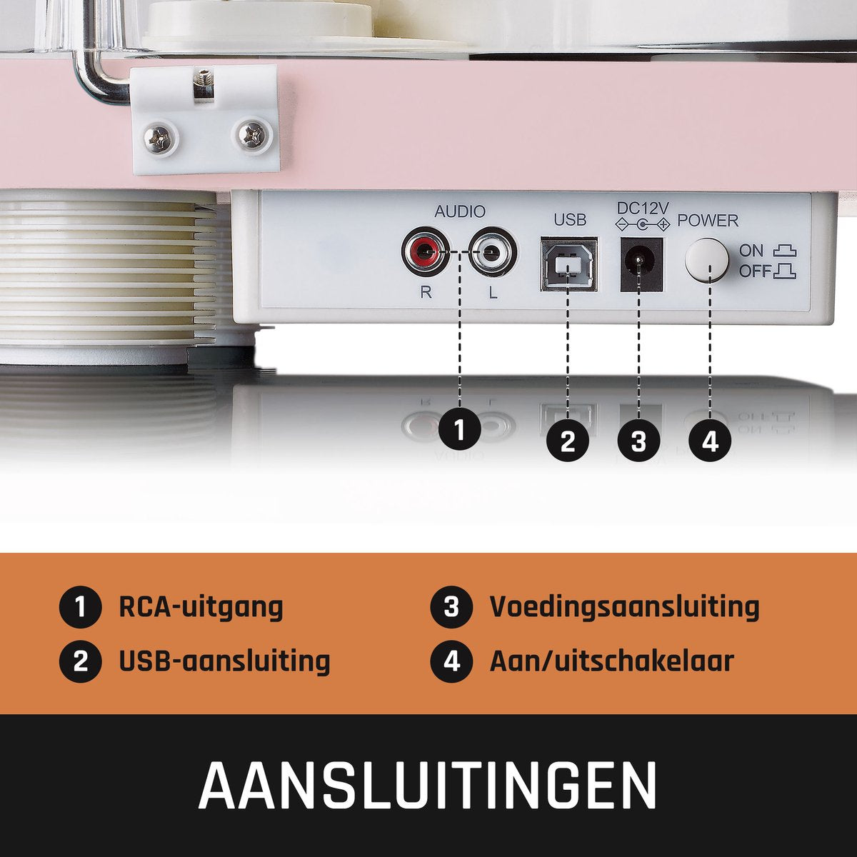 Lenco Platenspeler - Ingebouwde Speakers - Auto-stop - USB encoding - LS-50PK - Roze •