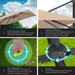KESSER® Parasol Zwenkparasol SUN XL 300 x 300 cm incl. hoes + windbescherming draaibaar kantelbaar marktparasol groot 360° draaibaar tuinparasol met zwengel zonwering UV50+