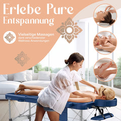 KESSER® Massagetafel inklapbaar 180x61x90cm | Behandeltafel 225kg Draagvermogen & In Hoogte Verstelbaar | Mobiele Massagebank 3-Zone | Aluminium Massagebed met Hoofdsteunen Armsteunen & opbergtas - Marineblauw