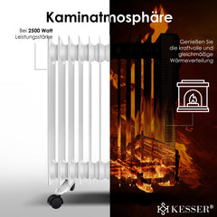 KESSER® Oliegevulde Radiator - 2500W Elektrische Kachel - Wit