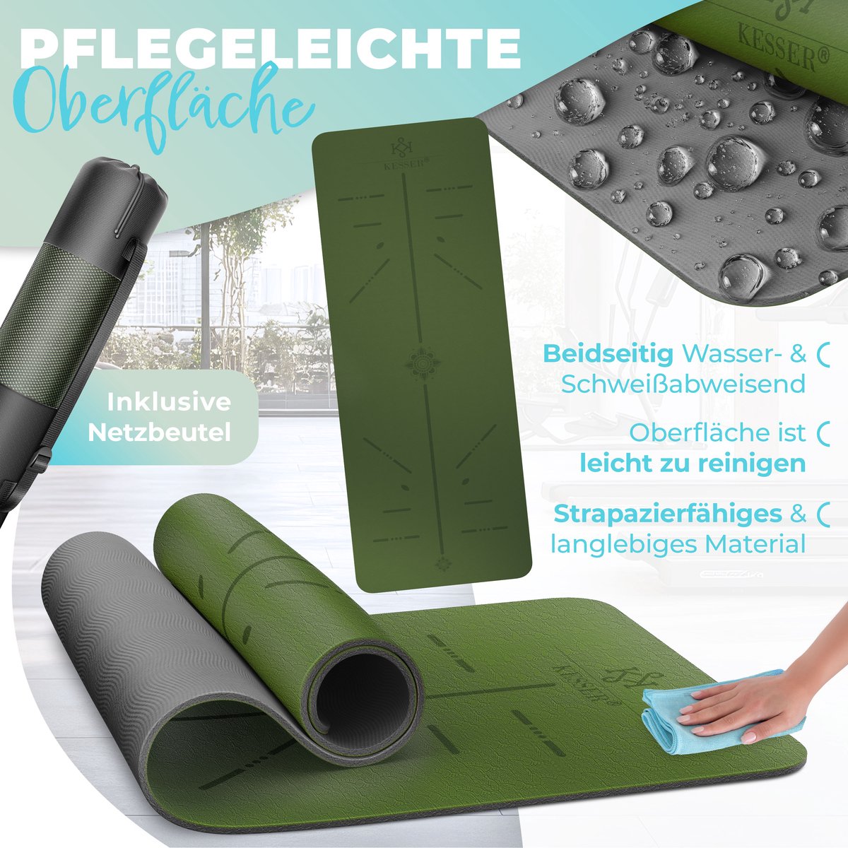 Yoga mat - Fitness mat - Sport mat - Anti slip - Extra dik - Groen