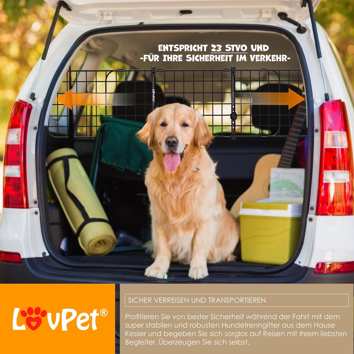 LovPet® Hondenrek Auto - Universeel - Bagagerek 30x91-153cm - Zwart