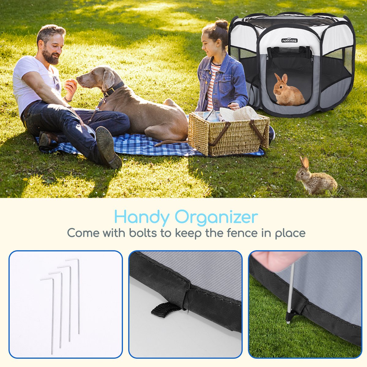Nobleza Opvouwbare Puppyren - Konijnenren - knaagdieren ren - konijnenhok - dierenren - 125 x 125 x 58 cm