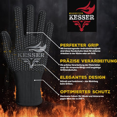 Ovenwanten - Ovenhandschoenen - Grijs - XXL - KESSER®