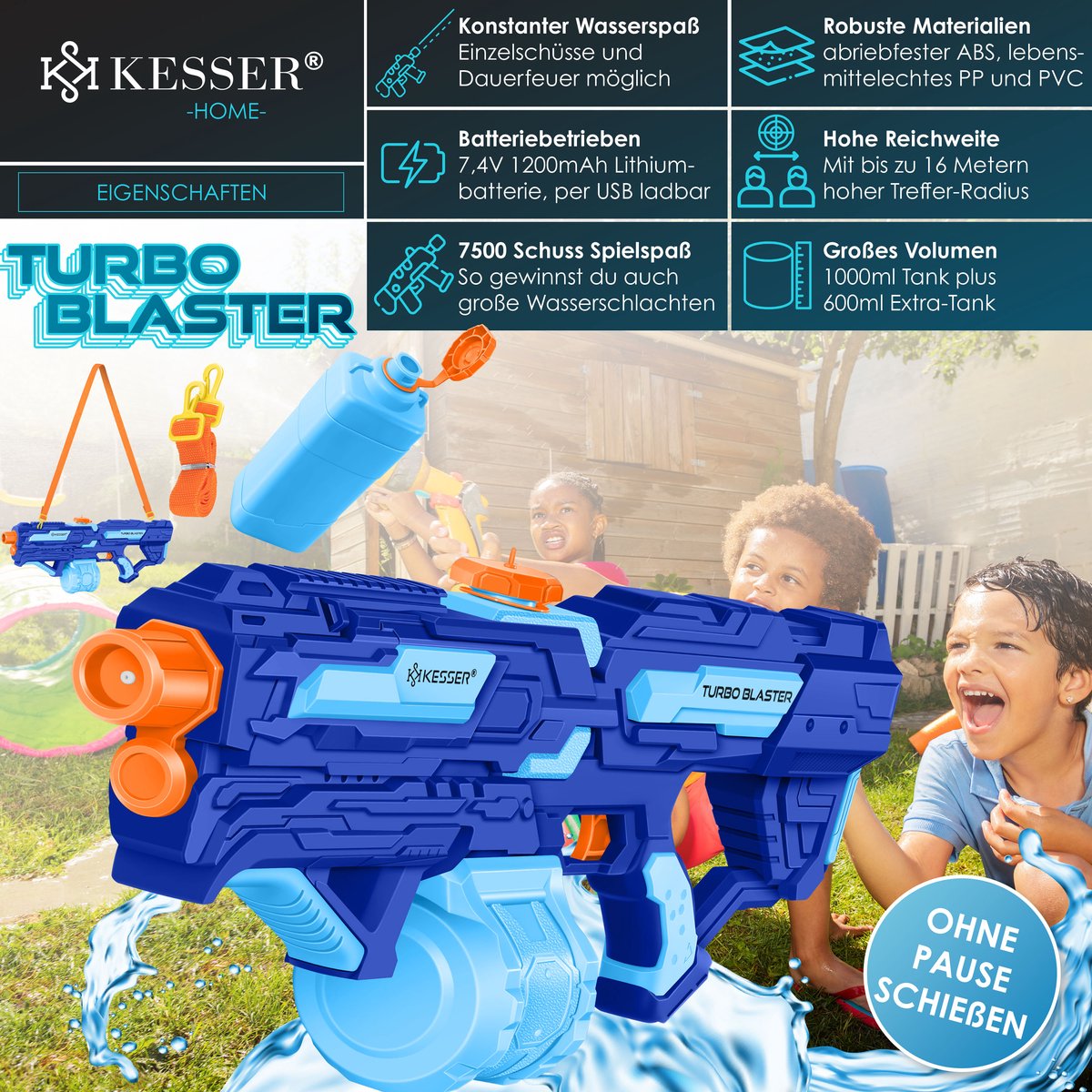 KESSER® Elektrisch Waterpistool - Zeer Krachtig - Blauw •