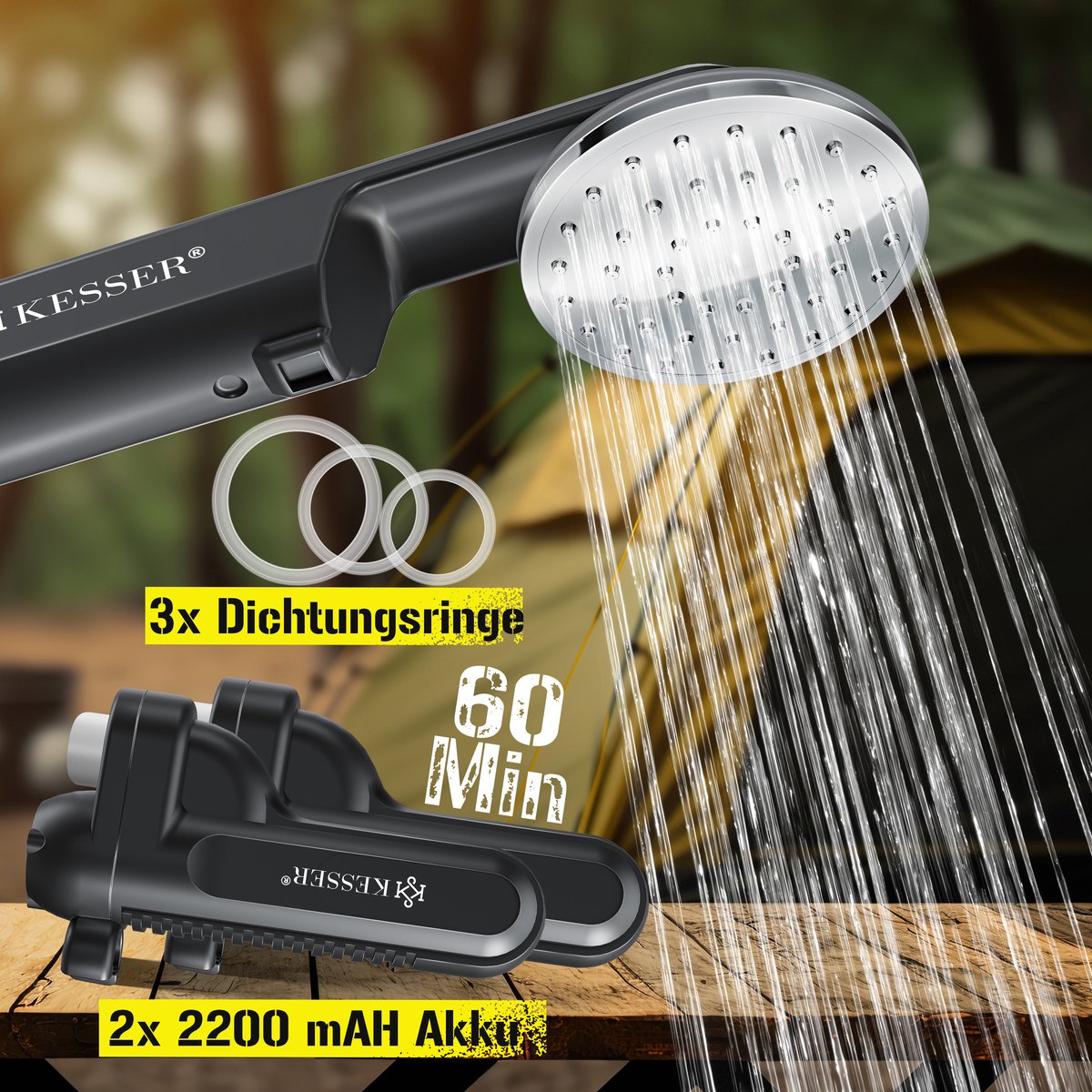 KESSER® Campingdouche - Tuindouche - Mobiele douche - Zwart